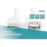 Digitus Cable de extensión USB 2.0, USB-A macho > USB-A hembra, Cable alargador beige