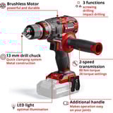 EINHELL Atornillador percutor profesional a batería TP-CD 18/80 Li-i BL - Solo, 18 Voltios, Martillo atornillador rojo/Negro
