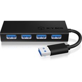 ICY BOX IB-AC6104-B 5000 Mbit/s Negro, Hub USB negro, USB 3.2 Gen 1 (3.1 Gen 1) Type-A, 5000 Mbit/s, Negro, Aluminio, 90 mm, 40 mm