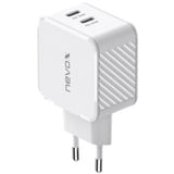 Nevox 65W Cargador DUAL USB-C (PD) QC3.0 GaN blanco