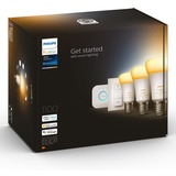 Philips Hue Kit de inicio: 3 bombillas inteligentes E27 (1100) + regulador de intensidad, Lámpara LED Philips Hue White ambiance Kit de inicio: 3 bombillas inteligentes E27 (1100) + regulador de intensidad, Kit de iluminación inteligente, Blanco, Bluetooth/Zigbee, LED, E27, Luz fría, Blanco cálido