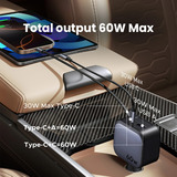 UGREEN EC602 Cargador de coche 60W Cargador para vehículo 1x USB-A 1x USB-C 
