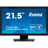 iiyama ProLite T2234MSC-B1S pantalla para PC 54,6 cm (21.5") 1920 x 1080 Pixeles Full HD Pantalla táctil Negro, Monitor LED negro (mate), 54,6 cm (21.5"), 1920 x 1080 Pixeles, Full HD, 8 ms, Negro