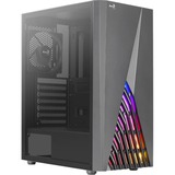 Aerocool DELTABKV1 Caja PC ATX Frontal RGB Ventana Lateral Completa Ventilador 12cm Negro, Cajas de torre negro, Midi Tower, PC, Negro, ATX, micro ATX, Mini-ITX, ABS, 15,5 cm