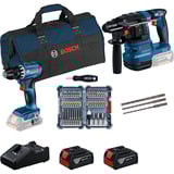 Bosch Set profesional 18V Martillo perforador GBH 18V-22 + Taladro atornillador GSR 18V-45, Destornillador azul/Negro