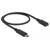 DeLOCK 85532 cable USB 0,5 m USB 3.2 Gen 1 (3.1 Gen 1) USB C Negro, Cable alargador negro, 0,5 m, USB C, USB C, USB 3.2 Gen 1 (3.1 Gen 1), Negro