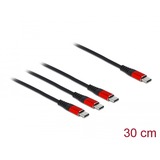 DeLOCK 86712 cable USB 0,3 m USB 2.0 USB C 3x USB C Negro, Rojo negro/Rojo, 0,3 m, USB C, 3x USB C, USB 2.0, Negro, Rojo