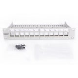 Digitus Panel de parche modular, 12 puertos, sin equipar, Patch Panel gris