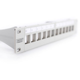 Digitus Panel de parche modular, 12 puertos, sin equipar, Patch Panel gris
