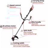 EINHELL Desbrozadora profesional a batería GP-BC 36/430 Li BL-Solo, 36Volt (2x18V), Cortador de cepillo rojo/Negro