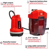 EINHELL GE-PP 18 RB Li - Solo 2 bar 3000 l/h, Bombas presión e inmersión rojo/Negro, Batería, 2 bar, 3000 l/h