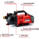 Einhell AQUINNA 2,6 bar 3000 l/h, Bomba rojo/Negro, Batería, 2,6 bar, 3000 l/h, Negro, Rojo