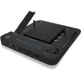 ICY BOX IB-2915MSCL-C31 USB 3.2 Gen 2 (3.1 Gen 2) Type-C Negro, Estación de acoplamiento Unidad de disco duro, SSD, SATA, Serial ATA II, Serial ATA III, 2.5,3.5,M.2, USB 3.2 Gen 2 (3.1 Gen 2) Type-C, Negro, Plástico