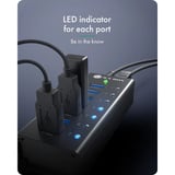 ICY BOX IB-AC618a, Hub USB negro