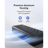 ICY BOX IB-AC618a, Hub USB negro