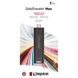 Kingston DataTraveler Max unidad flash USB 1000 GB USB Tipo C Negro, Lápiz USB negro, 1000 GB, USB Tipo C, 1000 MB/s, Deslizar, 12 g, Negro