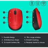 Logitech M171 ratón Ambidextro RF inalámbrico Óptico 1000 DPI rojo, Ambidextro, Óptico, RF inalámbrico, 1000 DPI, Rojo