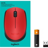 Logitech M171 ratón Ambidextro RF inalámbrico Óptico 1000 DPI rojo, Ambidextro, Óptico, RF inalámbrico, 1000 DPI, Rojo