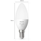 Philips Hue Vela - Bombilla inteligente E14, Lámpara LED Philips Hue White Vela - Bombilla inteligente E14, Bombilla inteligente, Blanco, Bluetooth/Zigbee, LED integrado, E14, Blanco cálido