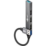 goobay Hub USB delgado de 4 puertos, USB-A a USB-A, USB 3.2 gris claro