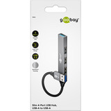 goobay Hub USB delgado de 4 puertos, USB-A a USB-A, USB 3.2 gris claro
