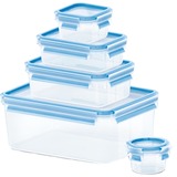 Emsa CLIP & CLOSE 508568 recipiente de almacenar comida Rectangular Establecer 3,7 L Azul, Transparente 5 pieza(s), Caja transparente/Azul, Establecer, Rectangular, 3,7 L, Azul, Transparente, Polipropileno (PP), Elastómero termoplástico (TPE), 0 - 100 °C