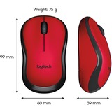 Logitech M220 Silent ratón Ambidextro RF inalámbrico Óptico 1000 DPI rojo, Ambidextro, Óptico, RF inalámbrico, 1000 DPI, Negro, Rojo