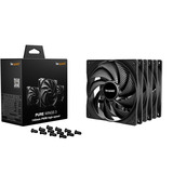be quiet! Pure Wings 3 140mm | PWM high-speed Triple Pack Carcasa del ordenador Ventilador 14 cm Negro 3 pieza(s) negro, Ventilador, 14 cm, 1800 RPM, 122,6 m³/h, Negro