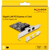 DeLOCK PCIE x1 a 2x RJ45 Gbit, Adaptador de red 