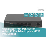 Digitus 4+1 puertos Gigabit PoE, Interruptor/Conmutador negro