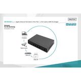 Digitus 4+1 puertos Gigabit PoE, Interruptor/Conmutador negro
