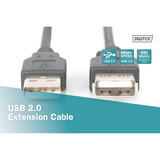 Digitus Cable de extensión USB 2.0, conector USB-A > enchufe USB-A, Cable alargador negro