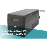 Digitus SAI interactiva en línea 2000 VA / 1200 vatios, UPS negro