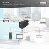 Digitus SAI interactiva en línea 2000 VA / 1200 vatios, UPS negro