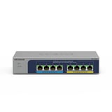 Netgear MS108UP No administrado 2.5G Ethernet (100/1000/2500) Energía sobre Ethernet (PoE), Interruptor/Conmutador gris, No administrado, 2.5G Ethernet (100/1000/2500), Bidireccional completo (Full duplex), Energía sobre Ethernet (PoE), Montaje de pared