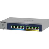 Netgear MS108UP No administrado 2.5G Ethernet (100/1000/2500) Energía sobre Ethernet (PoE), Interruptor/Conmutador gris, No administrado, 2.5G Ethernet (100/1000/2500), Bidireccional completo (Full duplex), Energía sobre Ethernet (PoE), Montaje de pared