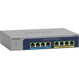 Netgear MS108UP No administrado 2.5G Ethernet (100/1000/2500) Energía sobre Ethernet (PoE), Interruptor/Conmutador gris, No administrado, 2.5G Ethernet (100/1000/2500), Bidireccional completo (Full duplex), Energía sobre Ethernet (PoE), Montaje de pared