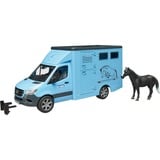 bruder MB Sprinter Transportador de animales con caballo, Automóvil de construcción azul