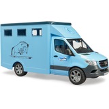 bruder MB Sprinter Transportador de animales con caballo, Automóvil de construcción azul