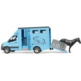 bruder MB Sprinter Transportador de animales con caballo, Automóvil de construcción azul