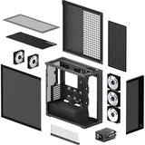 ARCTIC Xtender (Black) Midi Tower Negro, Cajas de torre negro (mate), Midi Tower, PC, Negro, EATX, Metal, Vidrio templado, Juego