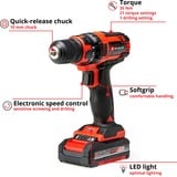 EINHELL Atornillador con taladro a batería Power X-Change TC-CD 18/35 Li, 18Volt, Taladro/destornillador rojo/Negro