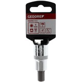 GEDORE Punta de llave de vaso para destornillador roja, 1/2", Llave de tubo cromado