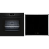 Neff BTX46PIB0 sets de electrodoméstico de cocina Con placa de inducción Horno eléctrico, Juego para horno negro/Acero fino, Con placa de inducción, 4 zona(s), Vidrio y cerámica, Negro, Tocar, 58,3 cm