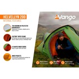 Vango TENHELVELP32151, Helvellyn 200, Tienda de campaña verde/Naranja