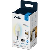 WiZ Vela 4,9 W (Equiv. 40 W) C37 E14, Lámpara LED 9 W (Equiv. 40 W) C37 E14, Bombilla inteligente, Blanco, Wi-Fi, E14, Blanco, 2700 K