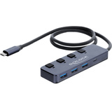DeLOCK Hub USB 10 Gbps con 3 x USB-A + 1 x USB-C con interruptor gris