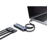 DeLOCK Hub USB 10 Gbps con 3 x USB-A + 1 x USB-C con interruptor gris