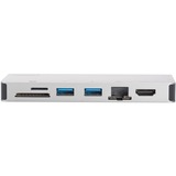 Digitus Estación de conexión multipuerto USB Type C™, 8 puertos, Estación de acoplamiento plateado, 8 puertos, Alámbrico, USB 3.2 Gen 2 (3.1 Gen 2) Type-C, 100 W, USB Tipo C, 10,100,1000 Mbit/s, Plata