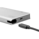 Digitus Estación de conexión multipuerto USB Type C™, 8 puertos, Estación de acoplamiento plateado, 8 puertos, Alámbrico, USB 3.2 Gen 2 (3.1 Gen 2) Type-C, 100 W, USB Tipo C, 10,100,1000 Mbit/s, Plata